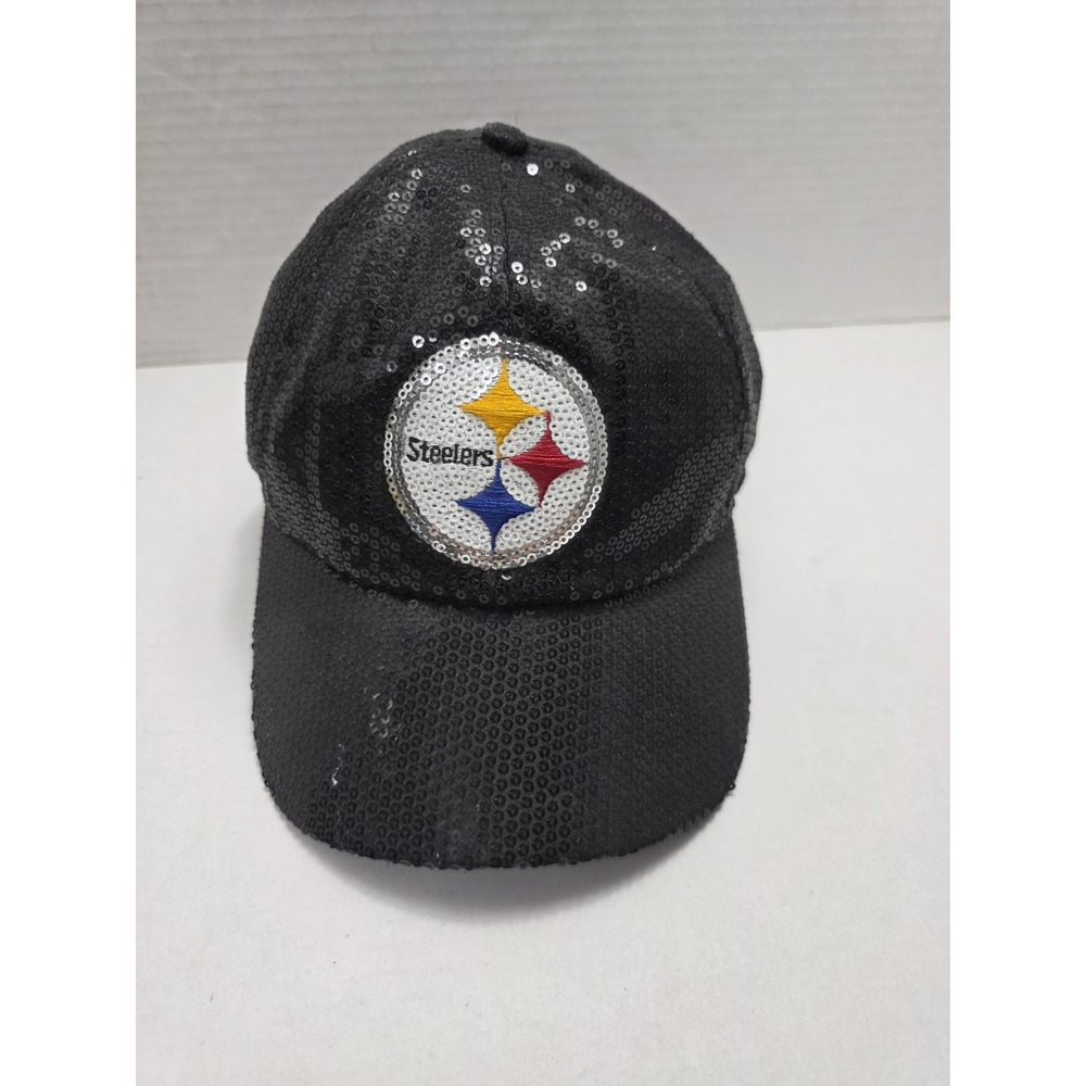 Pittsburgh Steelers '47 Women's Black Sequin Adjustable Baseball Cap Hat Bling